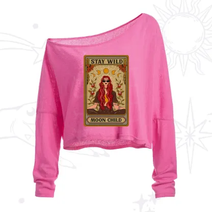 Purplehecate The Stay Wild Moon Child Oracle Card One Shoulder Crop Shirt