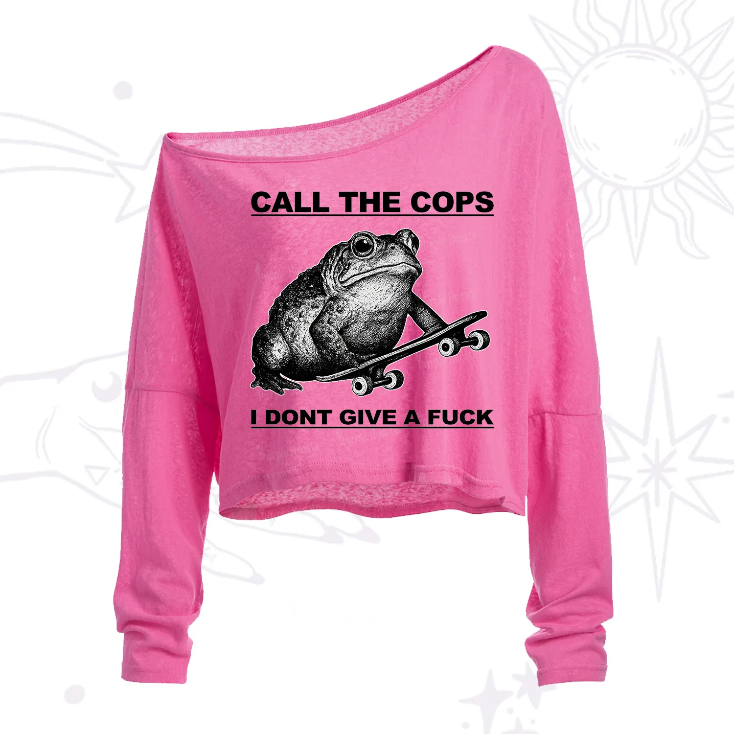 Purplehecate Call The Cops Frog One Shoulder Crop Shirt