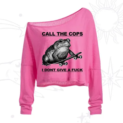 Purplehecate Call The Cops Frog One Shoulder Crop Shirt