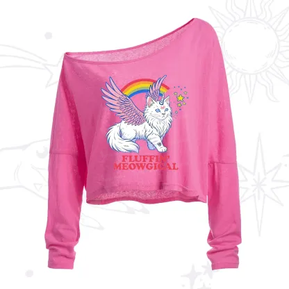 Purplehecate Fluffin Meowgical One Shoulder Crop Shirt