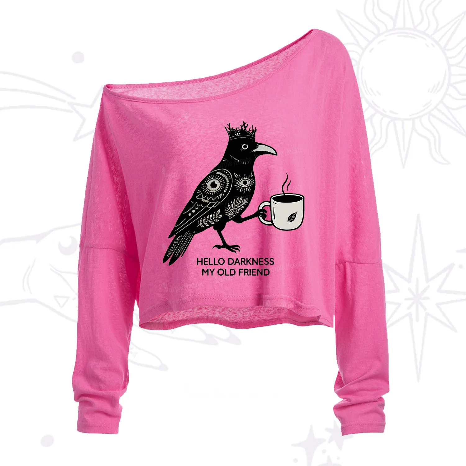 Purplehecate Hello Darkness My Old Friend One Shoulder Crop Shirt