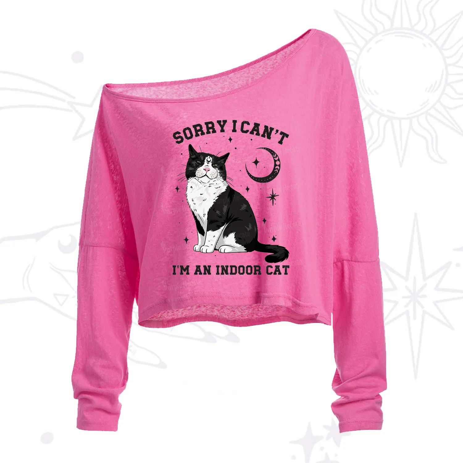 Purplehecate Sorry I Can't Go I'm an Indoor Cat One Shoulder Crop Shirt