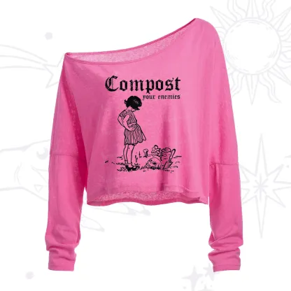 Purplehecate Compost Your Enemies One Shoulder Crop Shirt