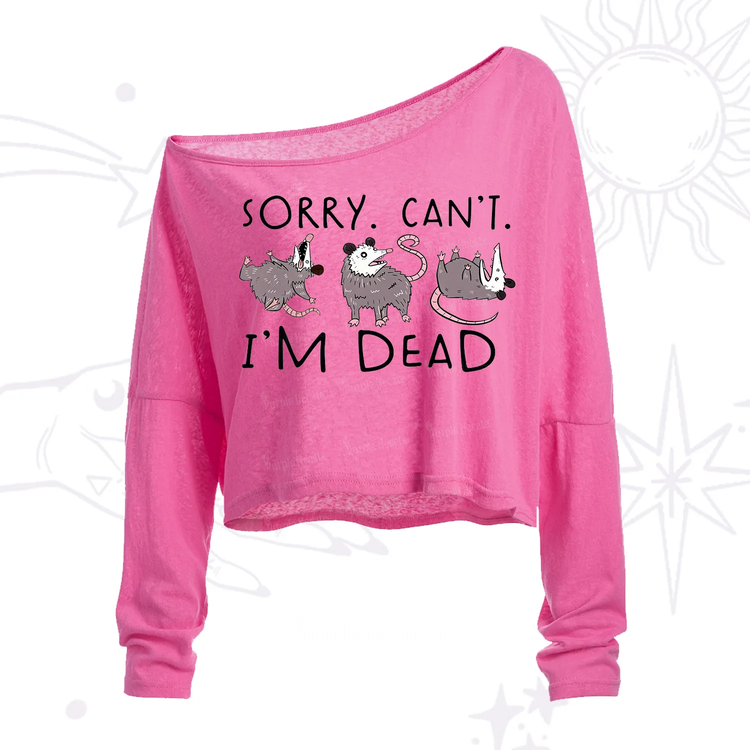 Purplehecate Funny Possum Sorry I Can't I'm Dead One Shoulder Crop Shirt