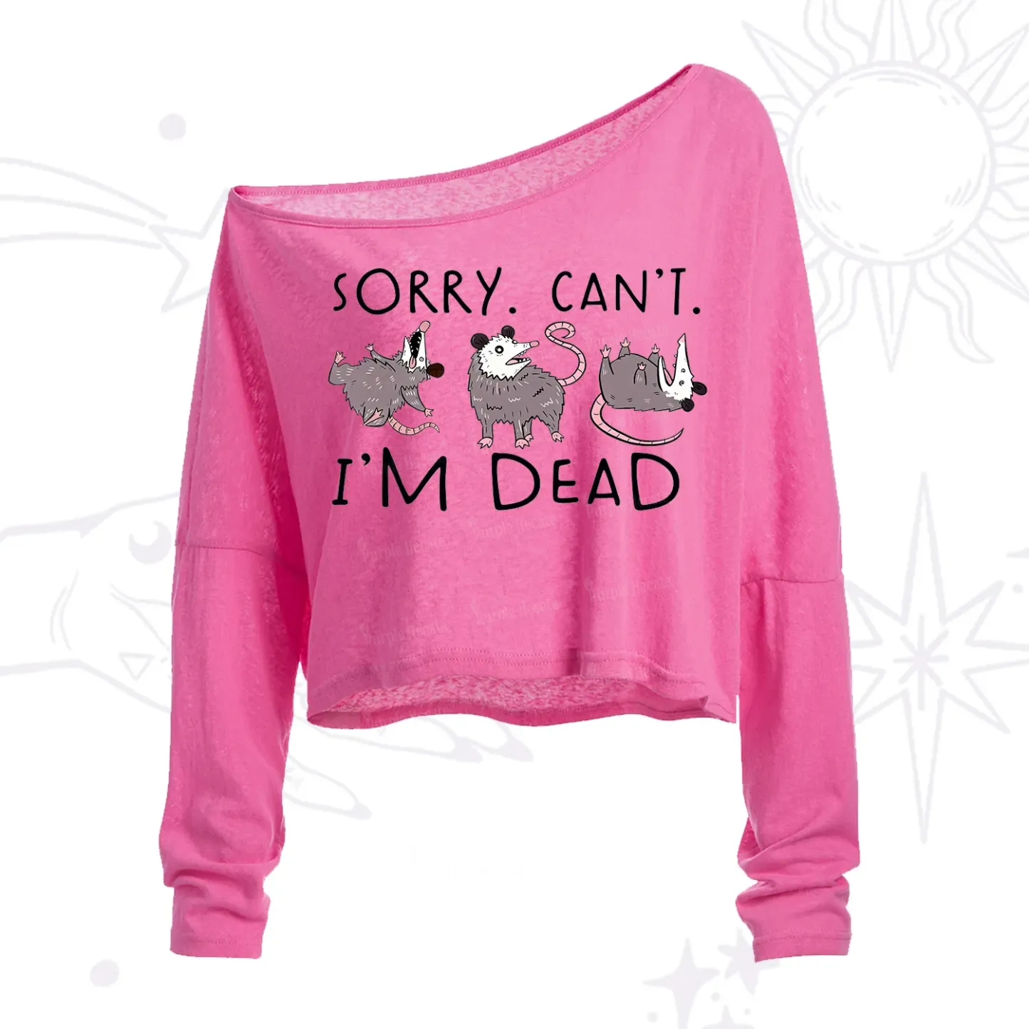 Purplehecate Funny Possum Sorry I Can't I'm Dead One Shoulder Crop Shirt
