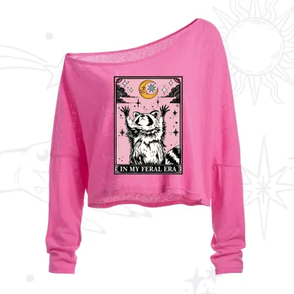 Purplehecate The In My Feral Era Tarot Raccoon One Shoulder Crop Shirt