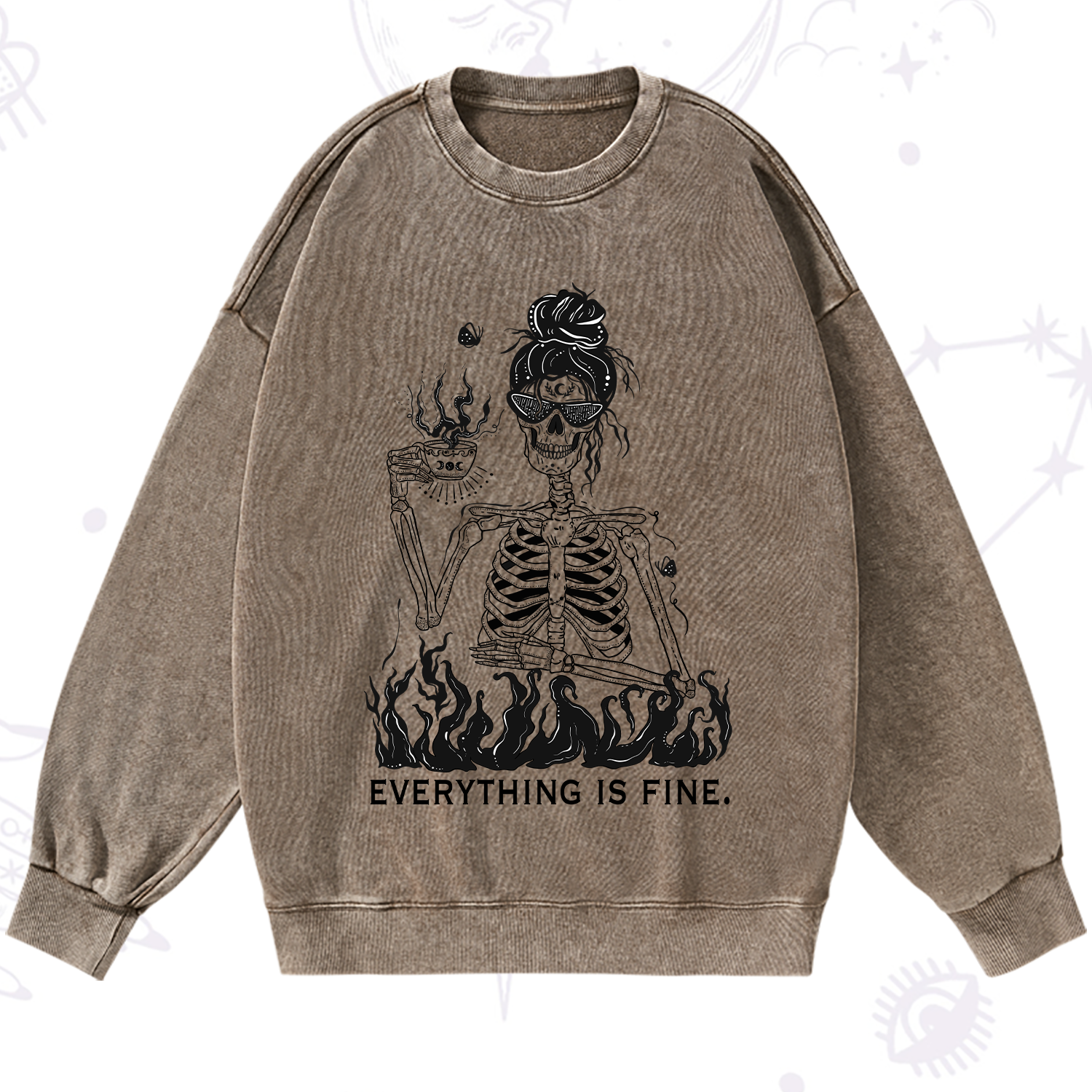 Purplehecate Everything Is Fine Washed Sweatshirt