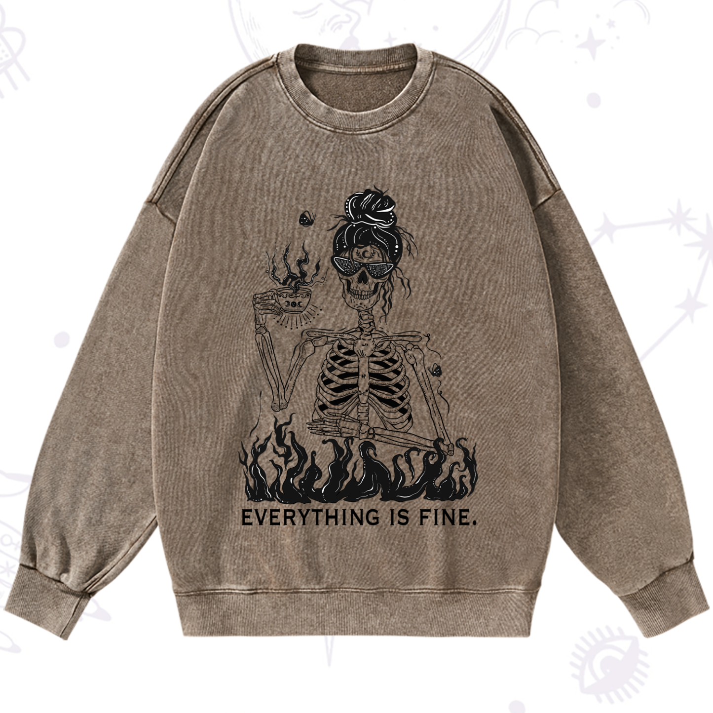 Purplehecate Everything Is Fine Washed Sweatshirt