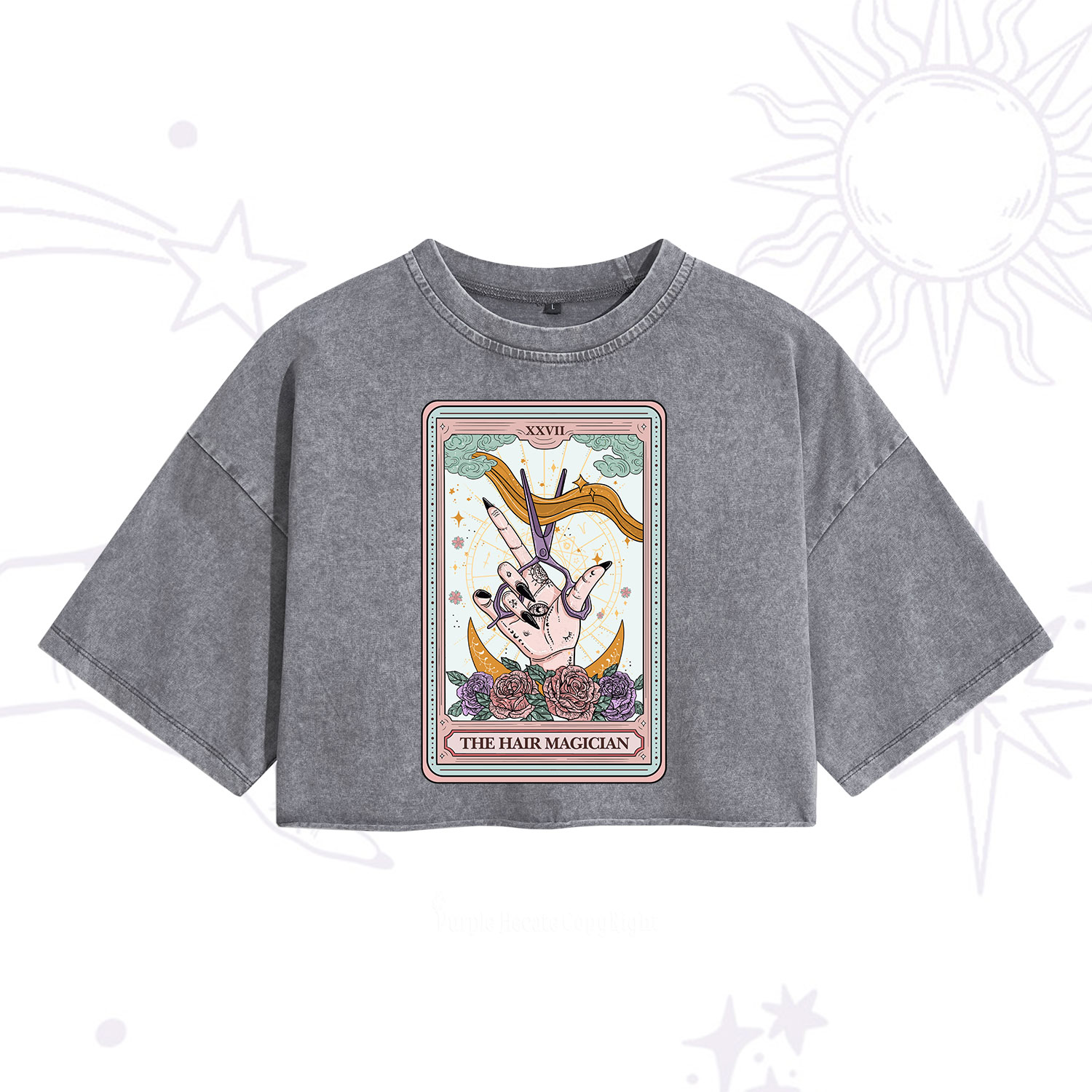 Purplehecate The Hair Magician Tarot Washed Cropped T-Shirt