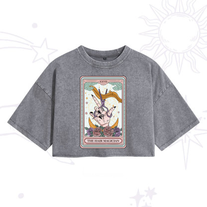 Purplehecate The Hair Magician Tarot Washed Cropped T-Shirt
