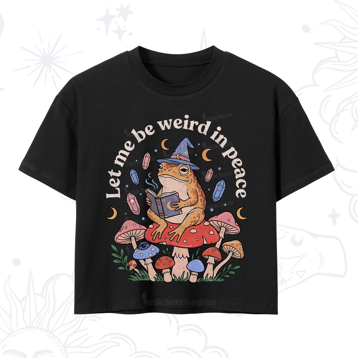 Purplehecate Let Me Be Weird in Peace Frog Crop T-Shirt