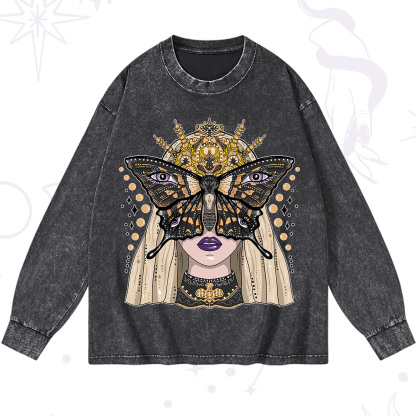 Purplehecate Butterfly Witchy Washed Long Sleeve Shirt