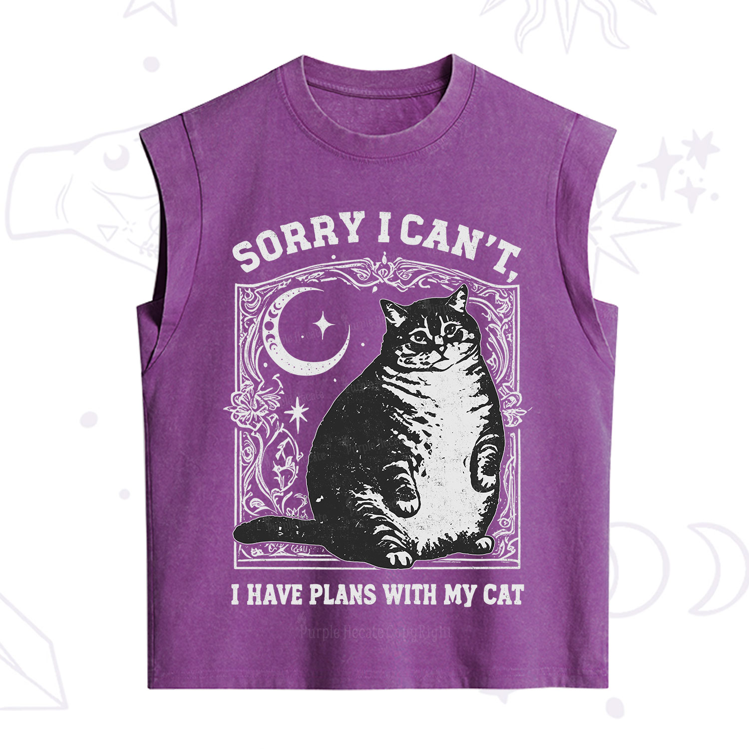 Purplehecate Sorry I Can't I Have Plans With My Cat Vintage Washed Tank