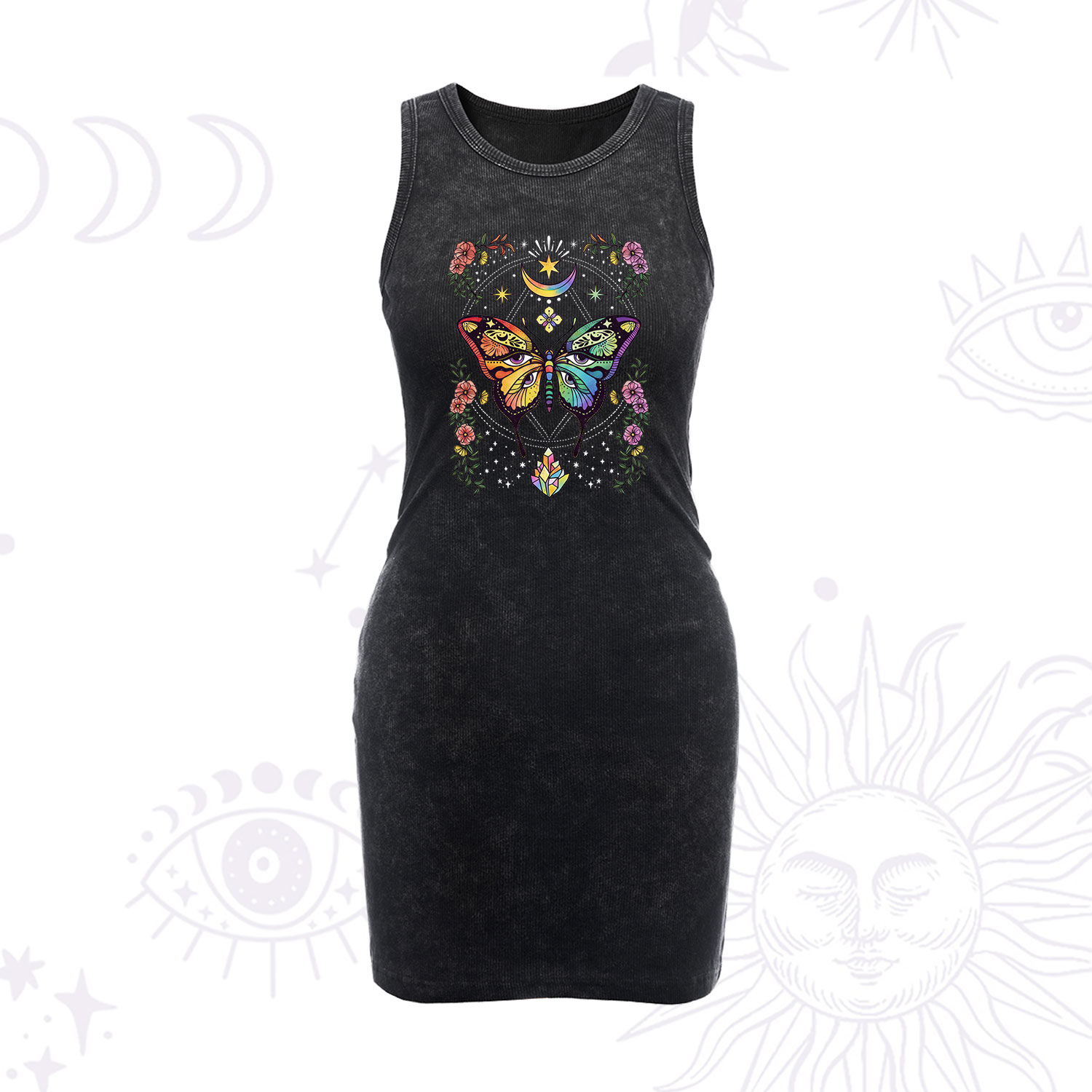 Purplehecate Stay Weird Innocent Owl Vintage Bodycon Tank Dress