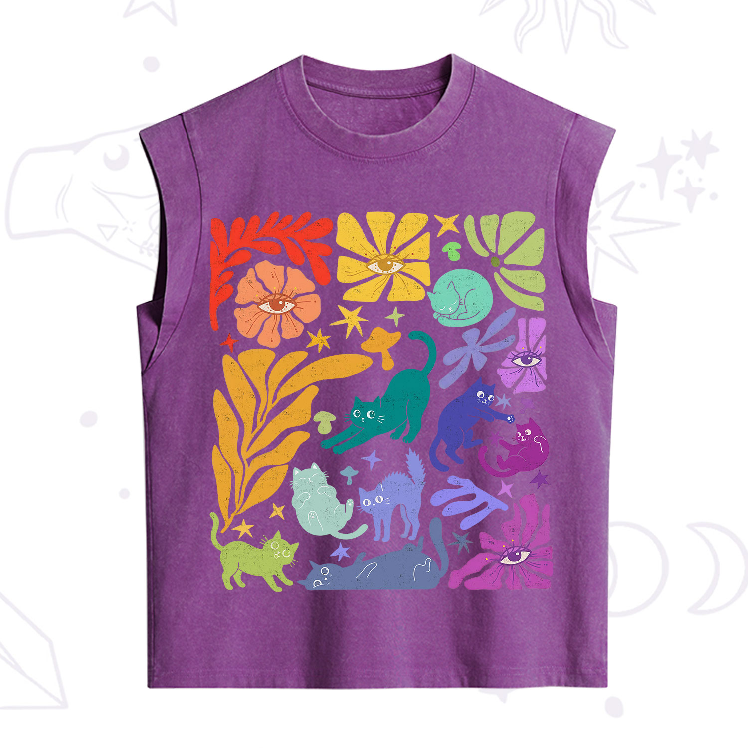 Purplehecate Rainbow Pride Cats Vintage Washed Tank
