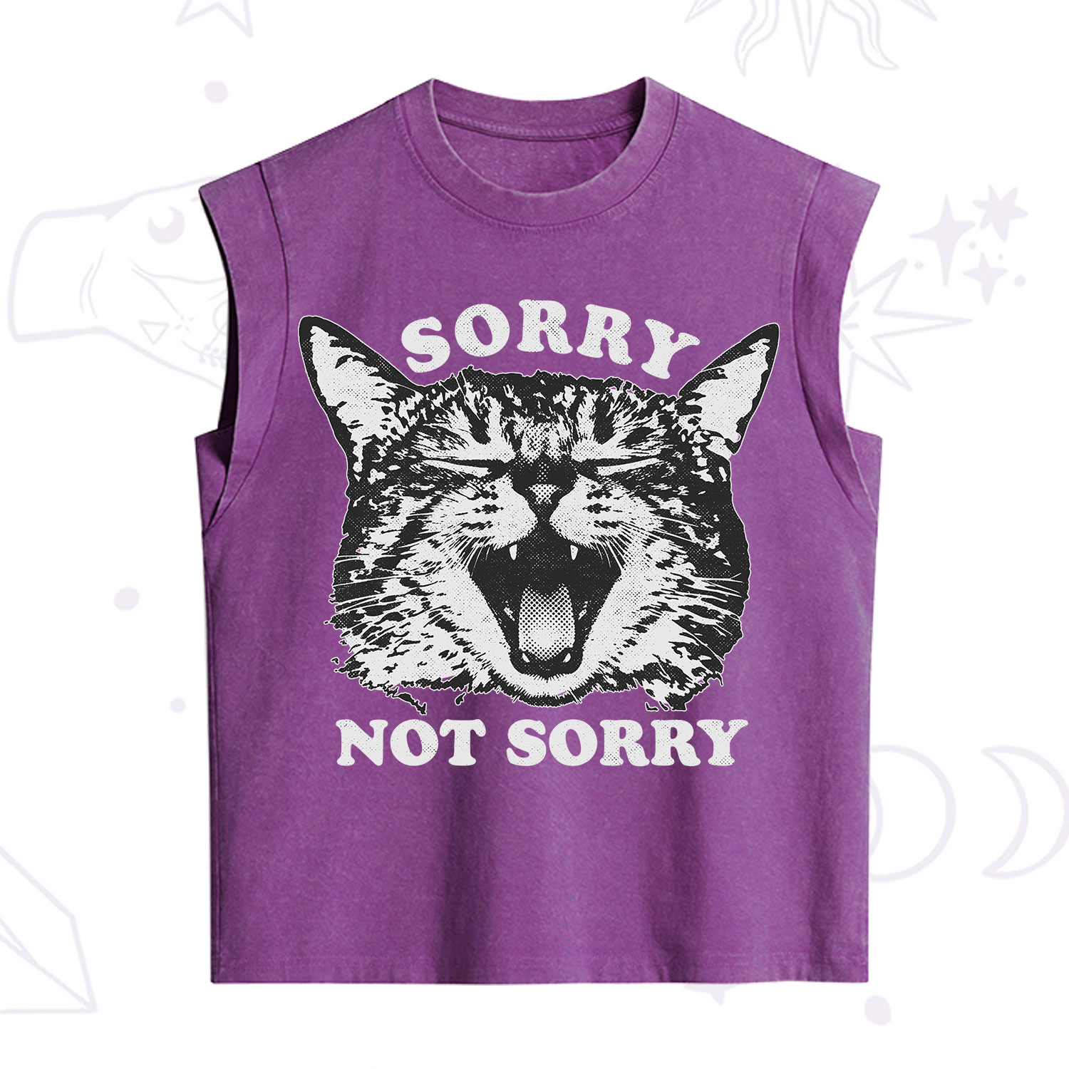 Purplehecate Sorry Not Sorry Funny Cat Vintage Washed Tank