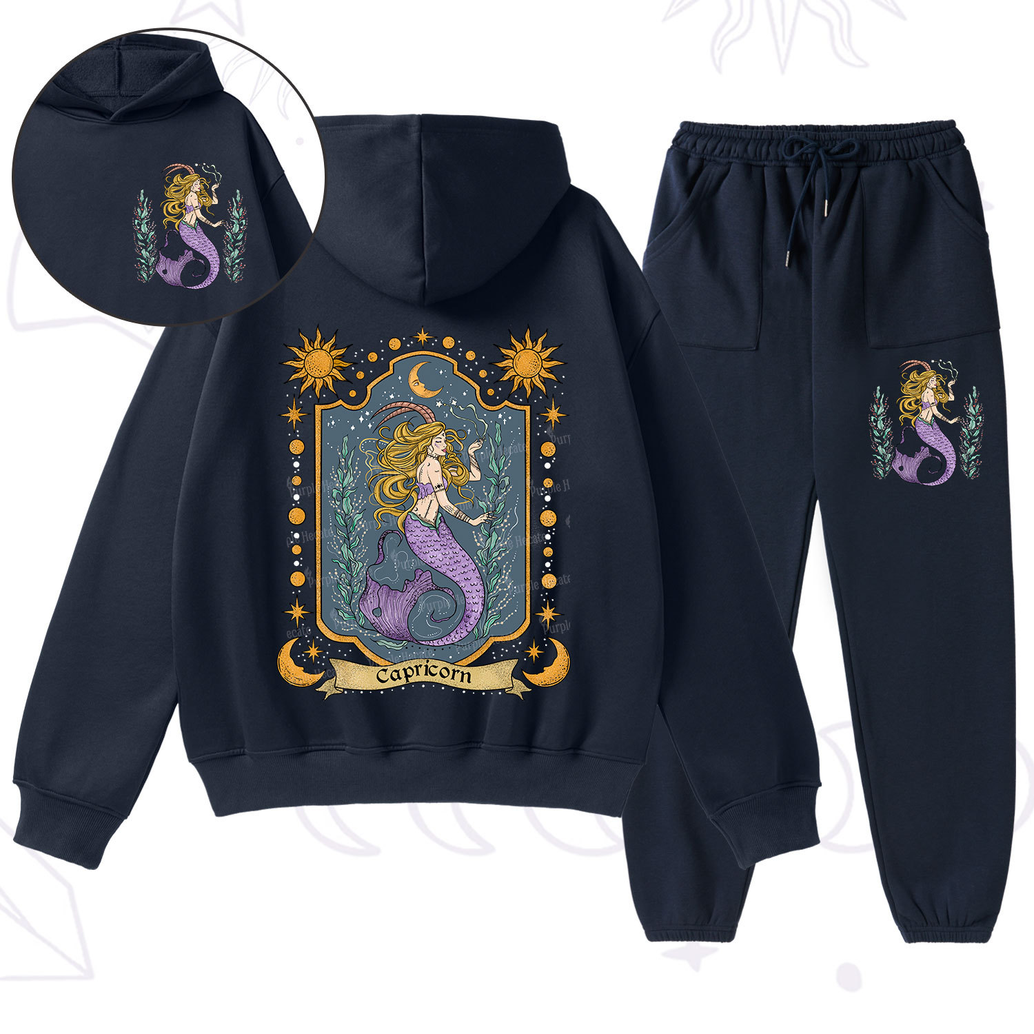 Purplehecate Capricorn Zodiac Fleece Hoodie Suit