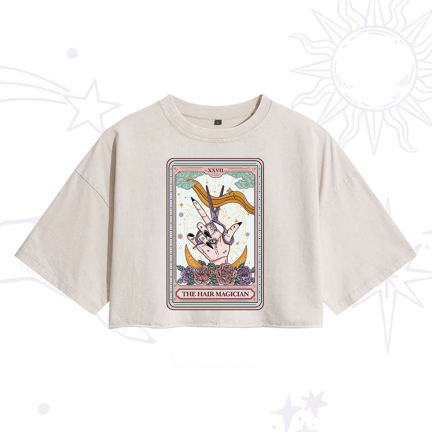 Purplehecate The Hair Magician Tarot Washed Cropped T-Shirt