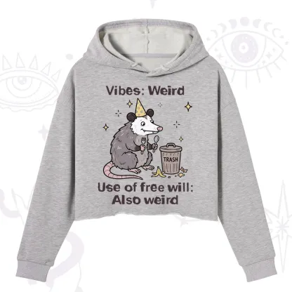 Purplehecate Weird Vibes Only Opossum Crop Hoodie