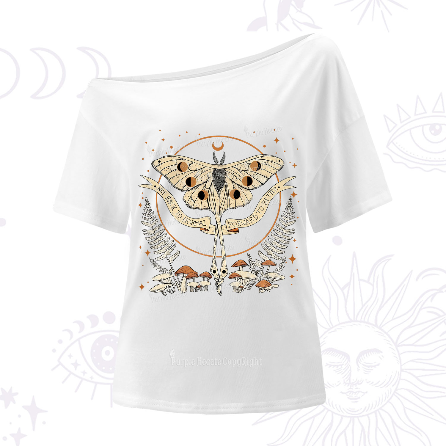 Purplehecate Celestial Moth One Shoulder T-Shirt