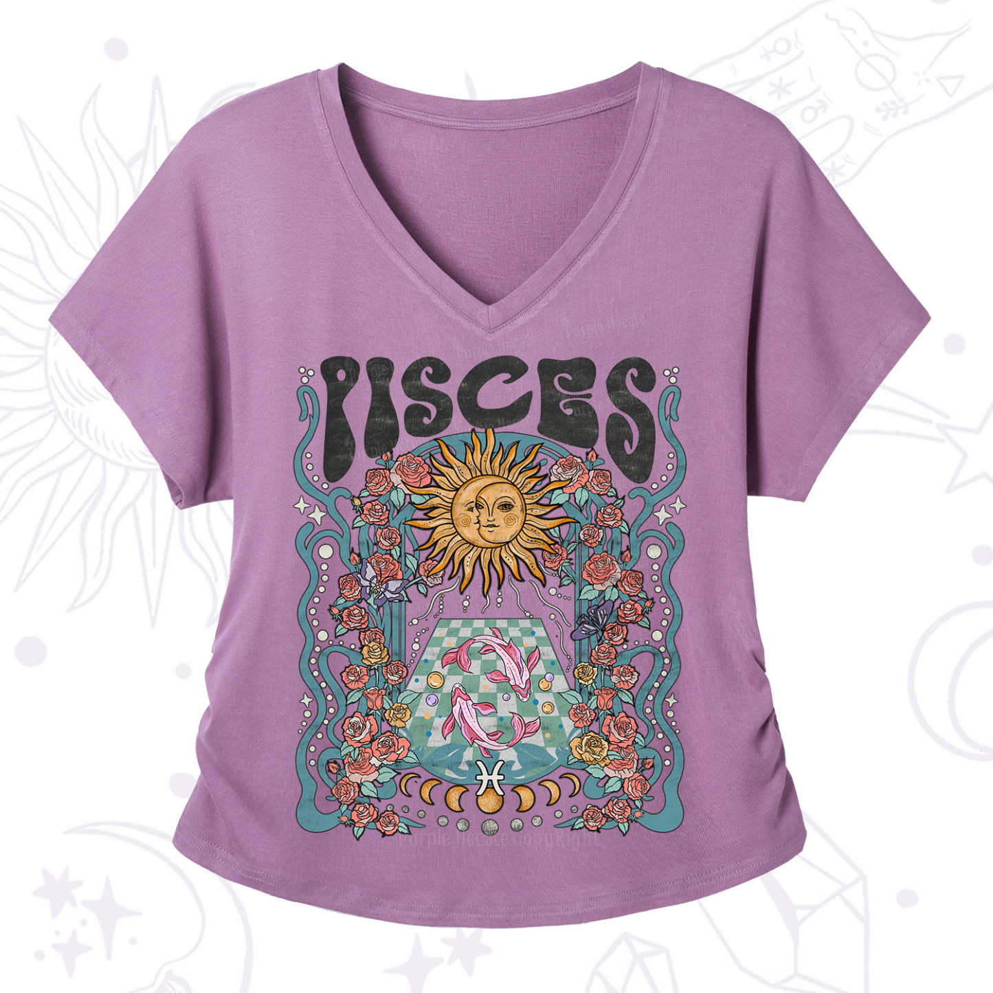 Purplehecate Pisces Spirit Zodiac V-Neck T-Shirt