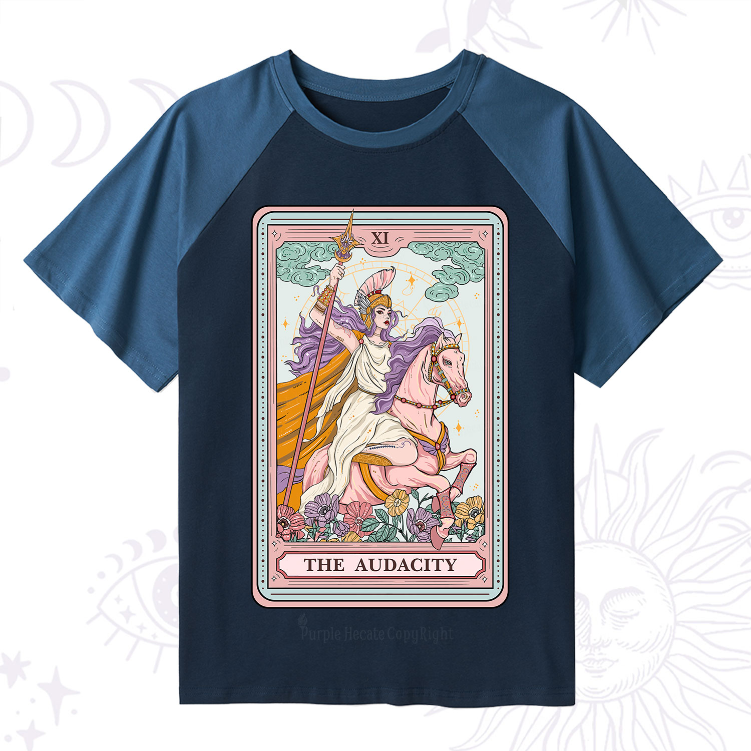 Purplehecate The Audacity Tarot Card Raglan Short Sleeve T‑Shirt
