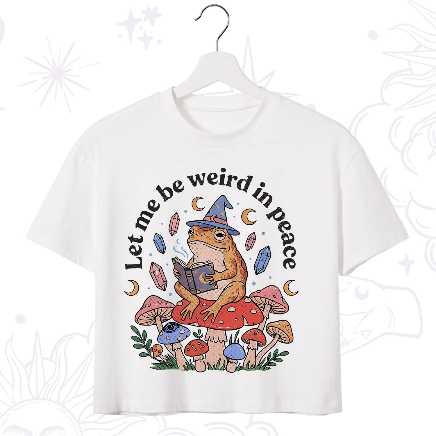 Purplehecate Let Me Be Weird in Peace Frog Crop T-Shirt