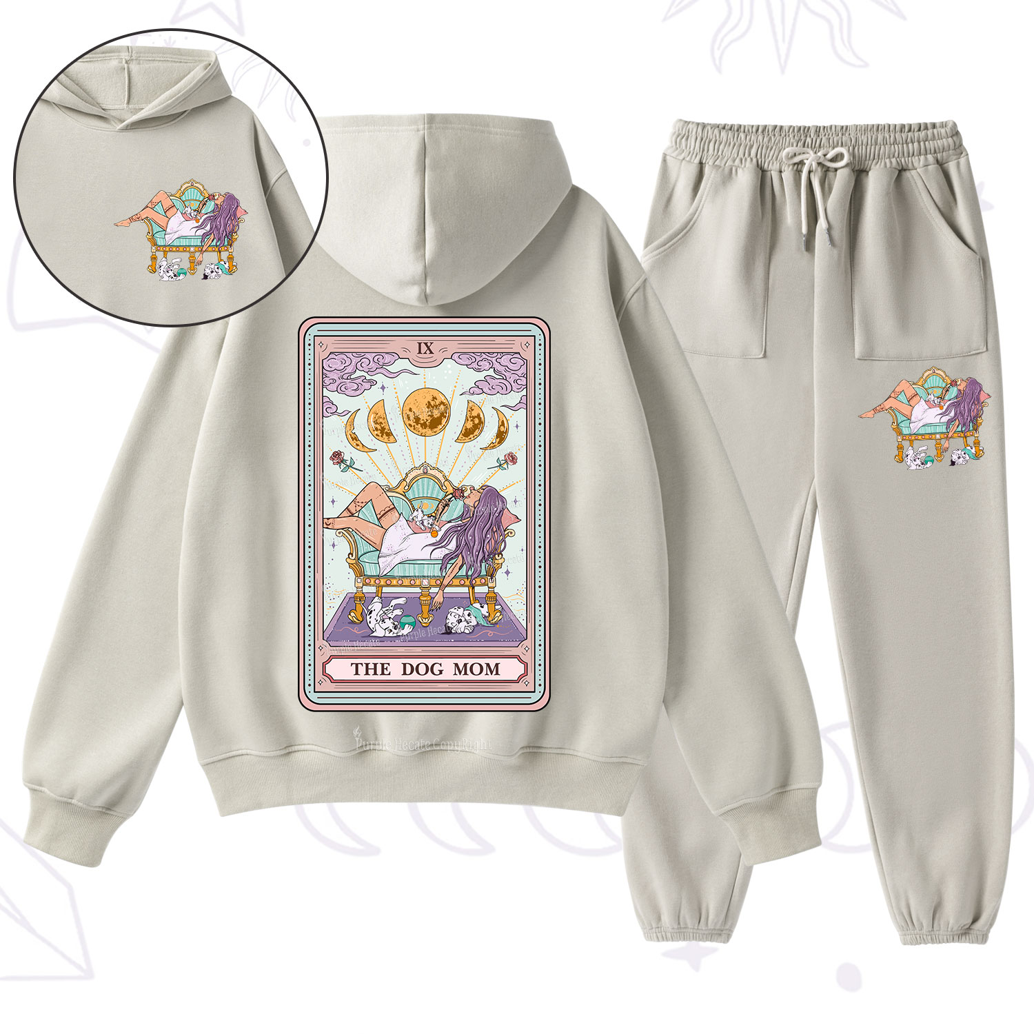 Purplehecate The Dog Mom Tarot Fleece Hoodie Suit