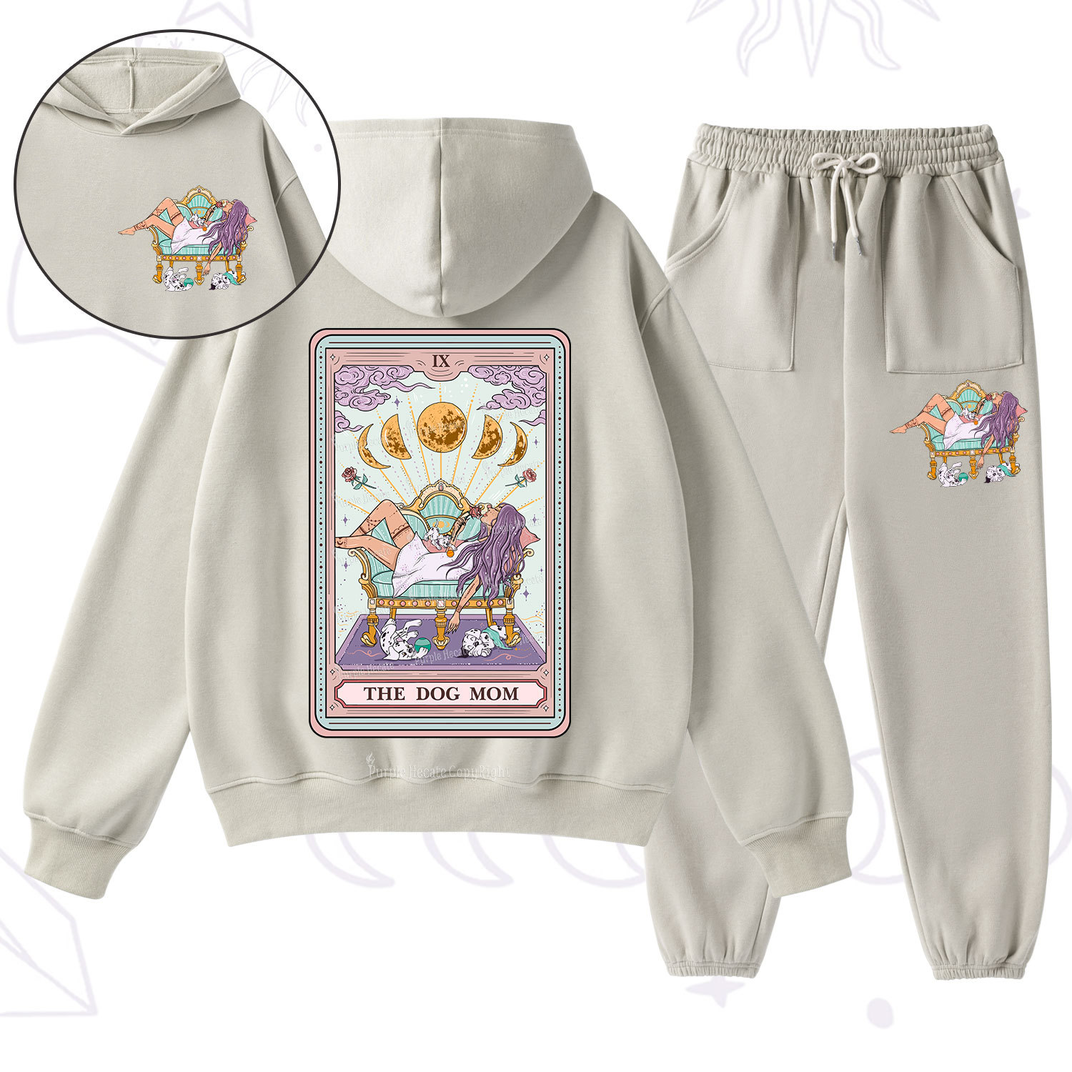 Purplehecate The Dog Mom Tarot Fleece Hoodie Suit