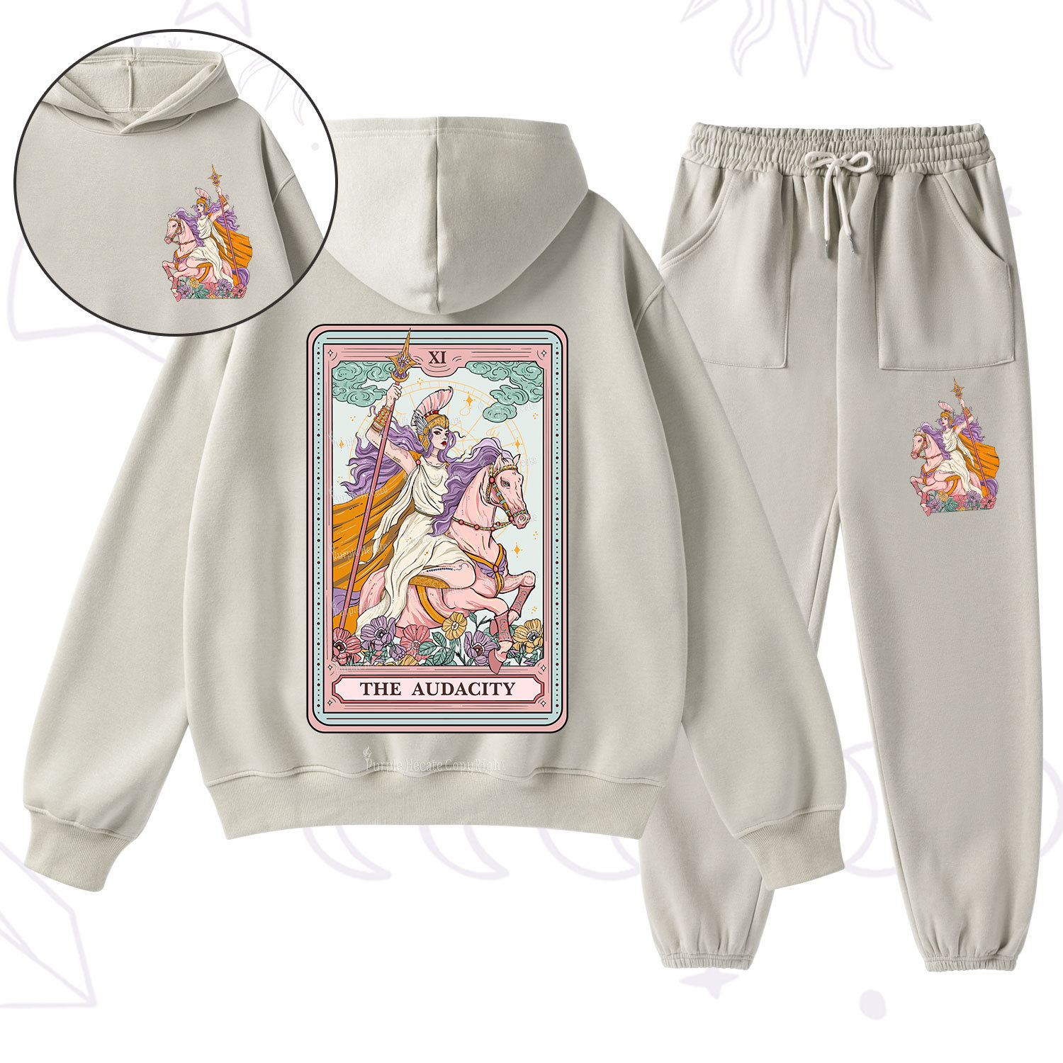 Purplehecate The Audacity Tarot Card Fleece Hoodie Suit