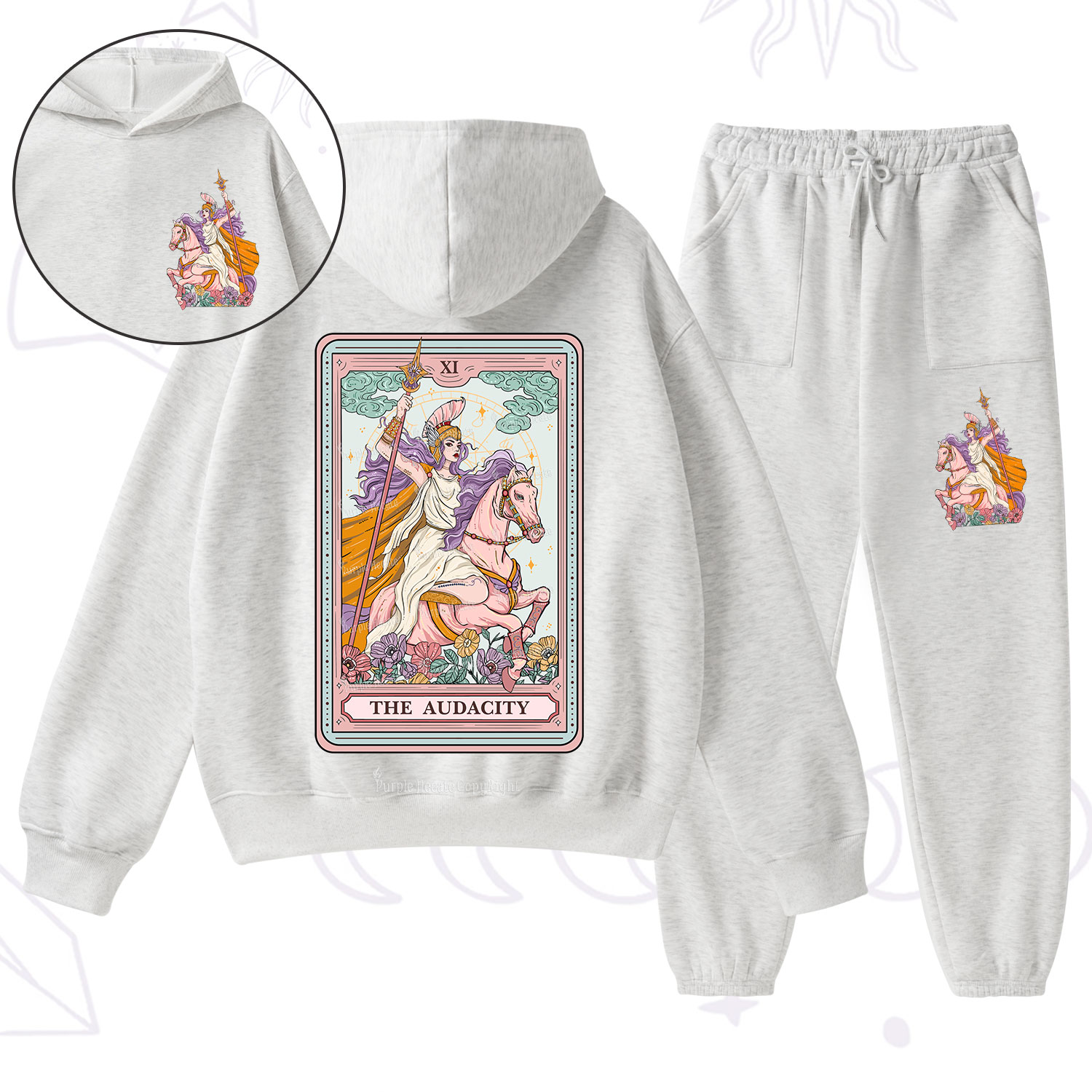 Purplehecate The Audacity Tarot Card Fleece Hoodie Suit