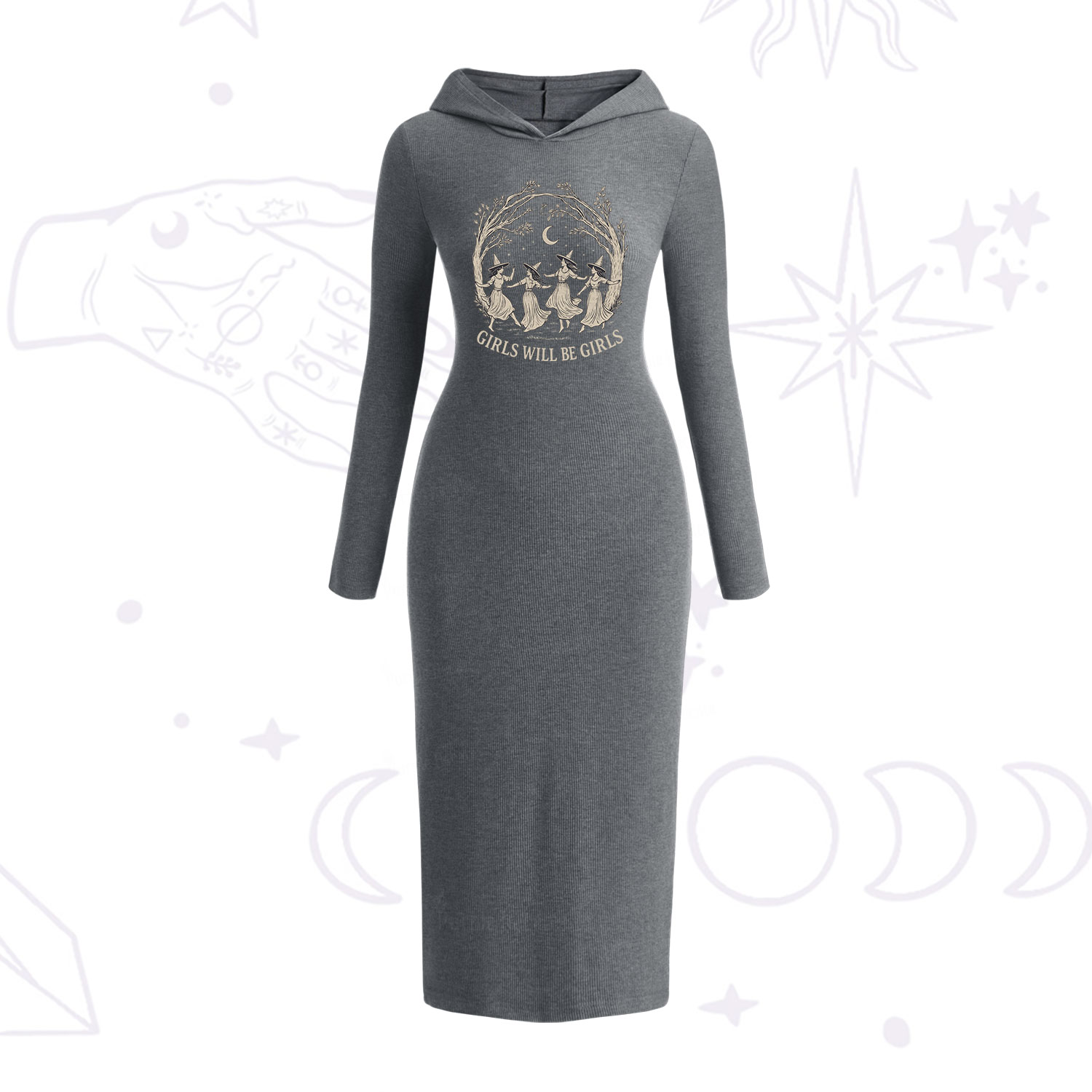 Purplehecate Girls Will Be Girls Witch Hooded Knit Dress