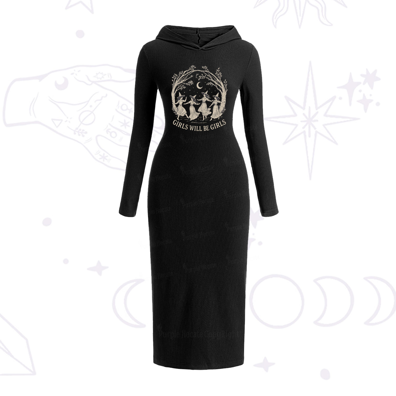 Purplehecate Girls Will Be Girls Witch Hooded Knit Dress