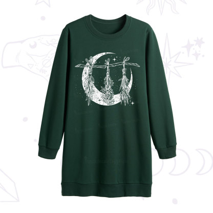 Purplehecate Witchy Moon Herbs Sweatshirt Dress