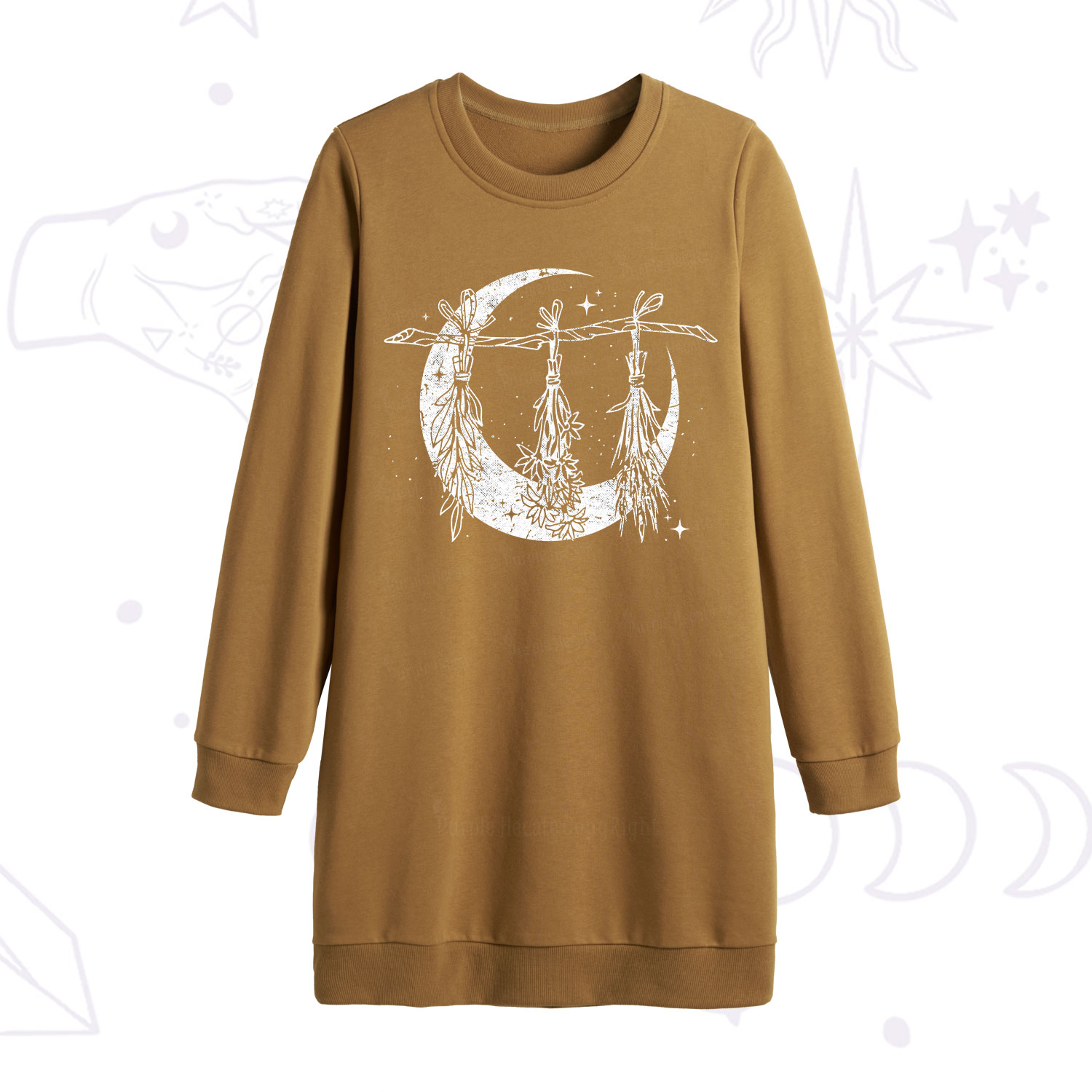 Purplehecate Witchy Moon Herbs Sweatshirt Dress