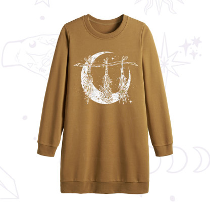 Purplehecate Witchy Moon Herbs Sweatshirt Dress