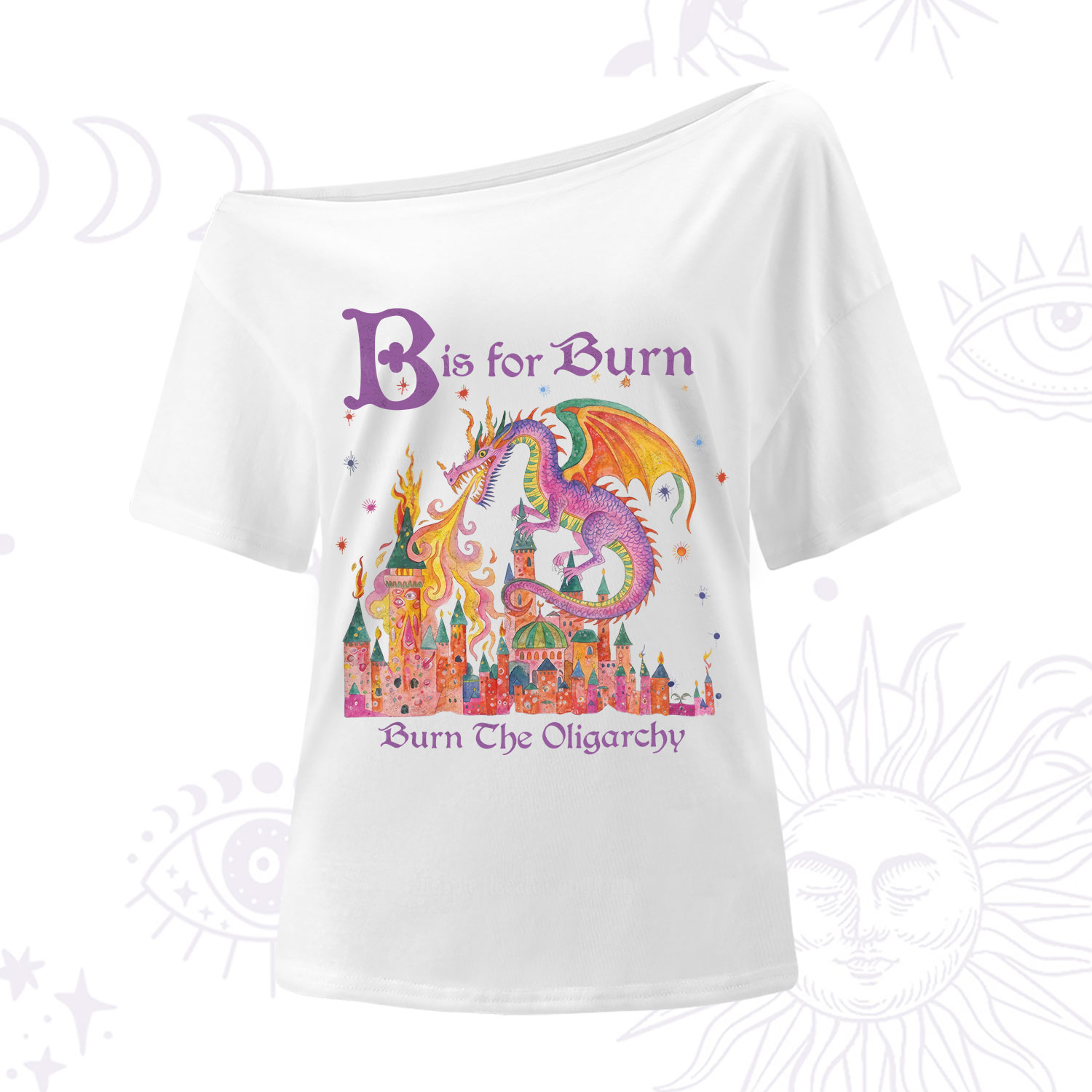 Purplehecate Burn The Oligarchy One Shoulder T-Shirt