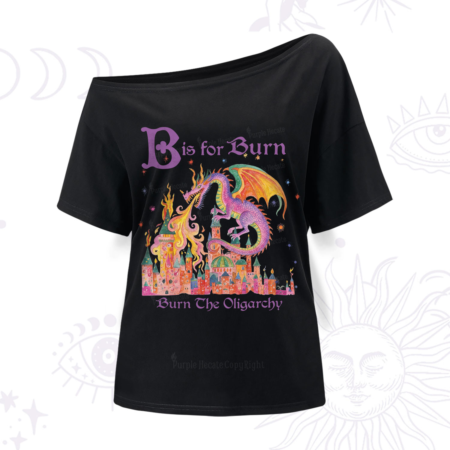 Purplehecate Burn The Oligarchy One Shoulder T-Shirt
