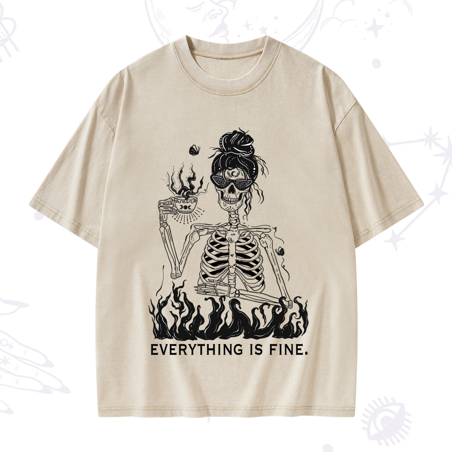 Purplehecate Everything Is Fine Washed T-Shirt