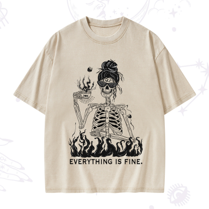 Purplehecate Everything Is Fine Washed T-Shirt