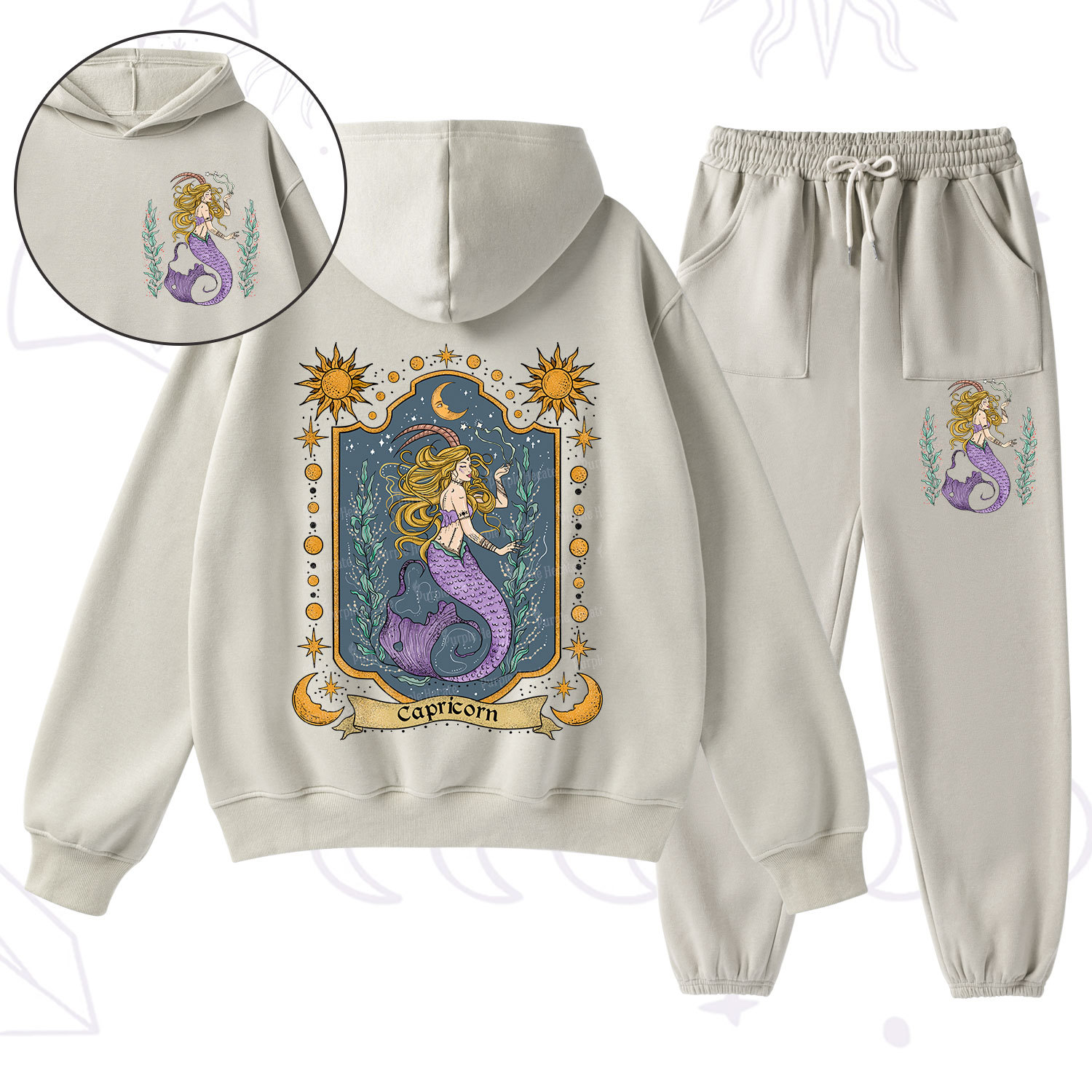 Purplehecate Capricorn Zodiac Fleece Hoodie Suit