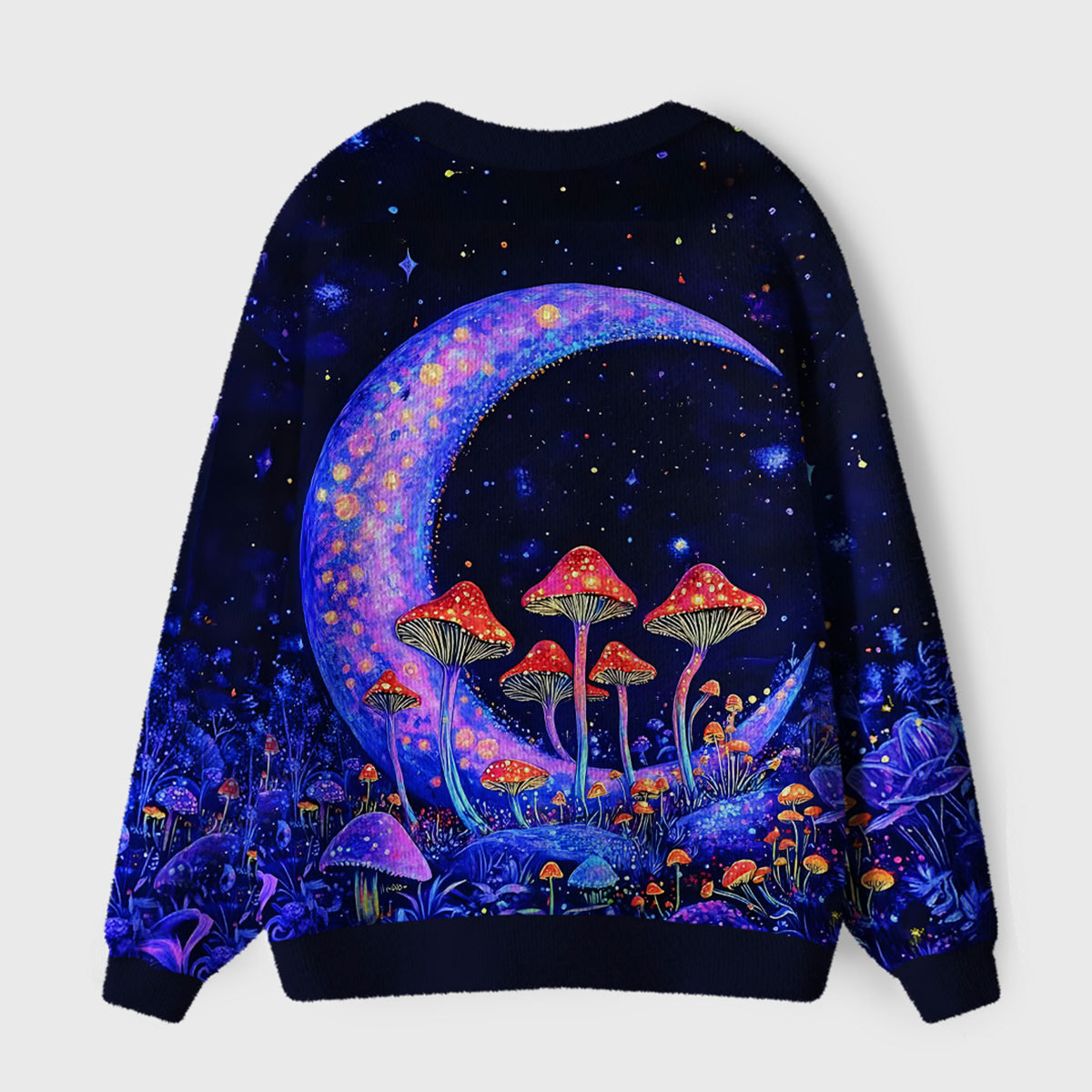 Purplehecate Neon Fungal Lunar Realm Ugly Cardigan Sweaters