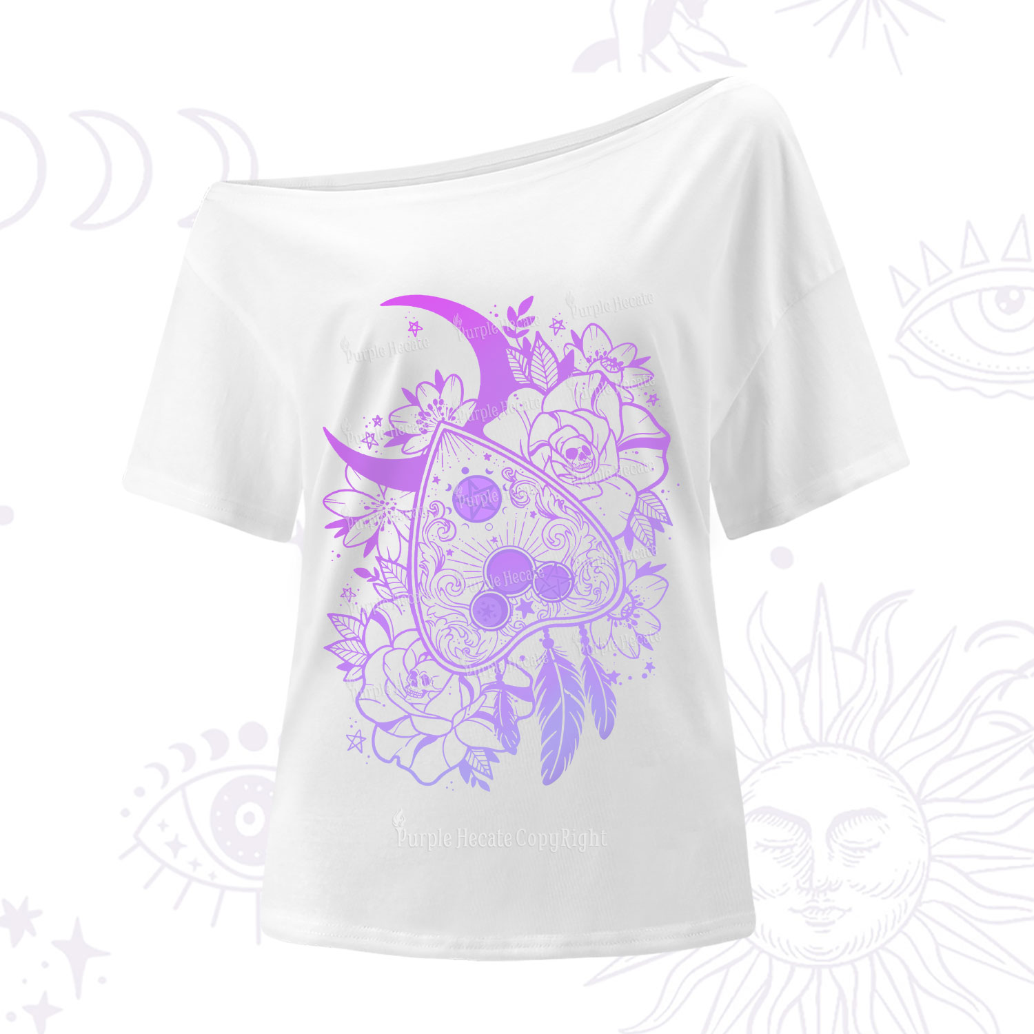 Purplehecate Neon Ouija One Shoulder T-Shirt