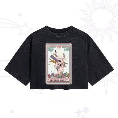 Purplehecate The Hair Stylist Tarot Washed Cropped T-Shirt