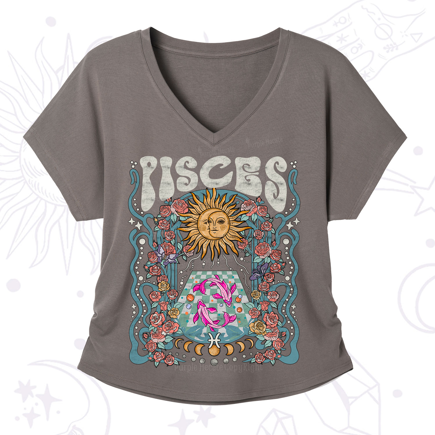 Purplehecate Pisces Spirit Zodiac V-Neck T-Shirt