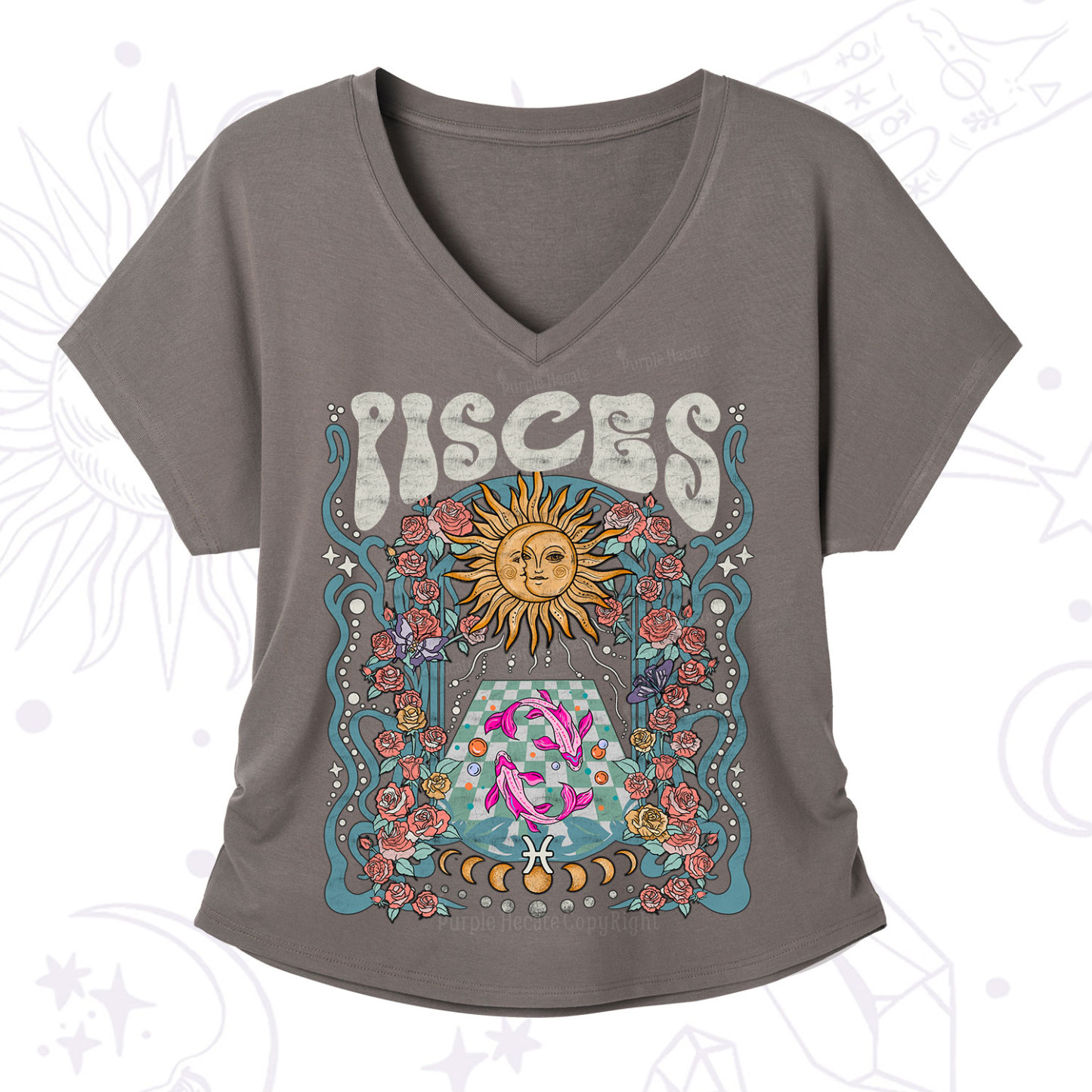 Purplehecate Pisces Spirit Zodiac V-Neck T-Shirt