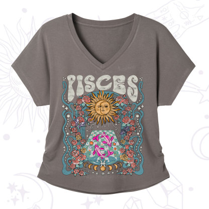Purplehecate Pisces Spirit Zodiac V-Neck T-Shirt