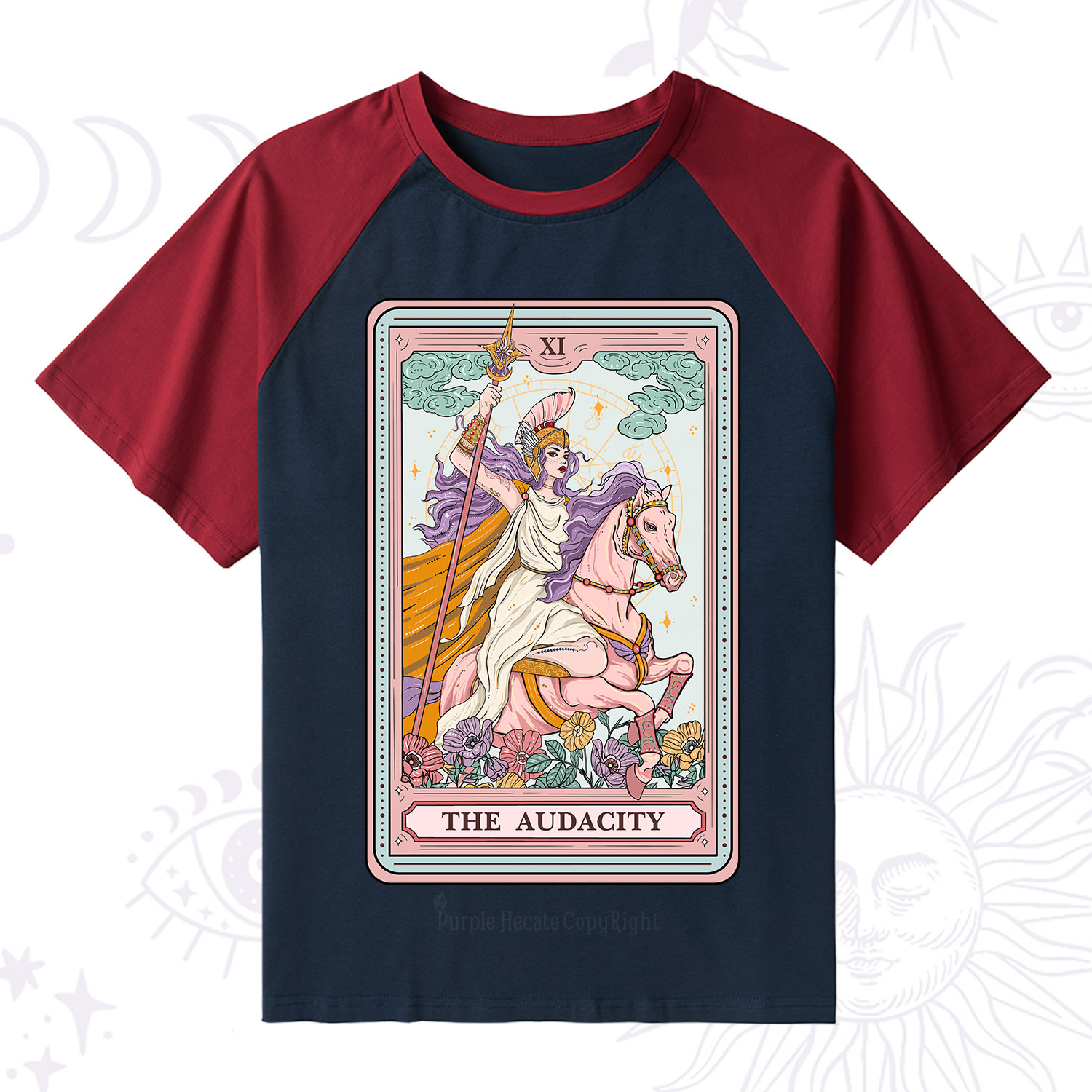 Purplehecate The Audacity Tarot Card Raglan Short Sleeve T‑Shirt