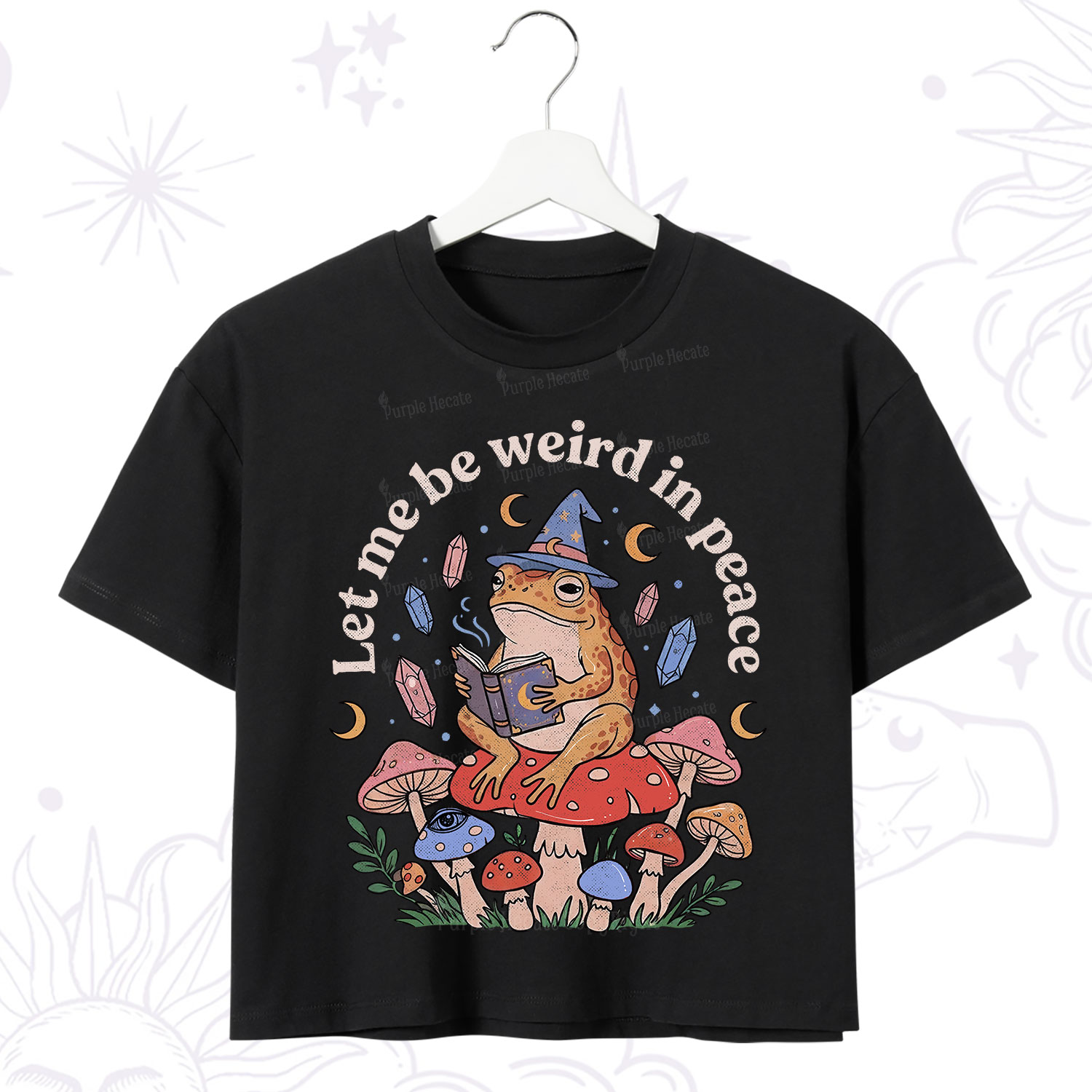 Purplehecate Let Me Be Weird in Peace Frog Crop T-Shirt