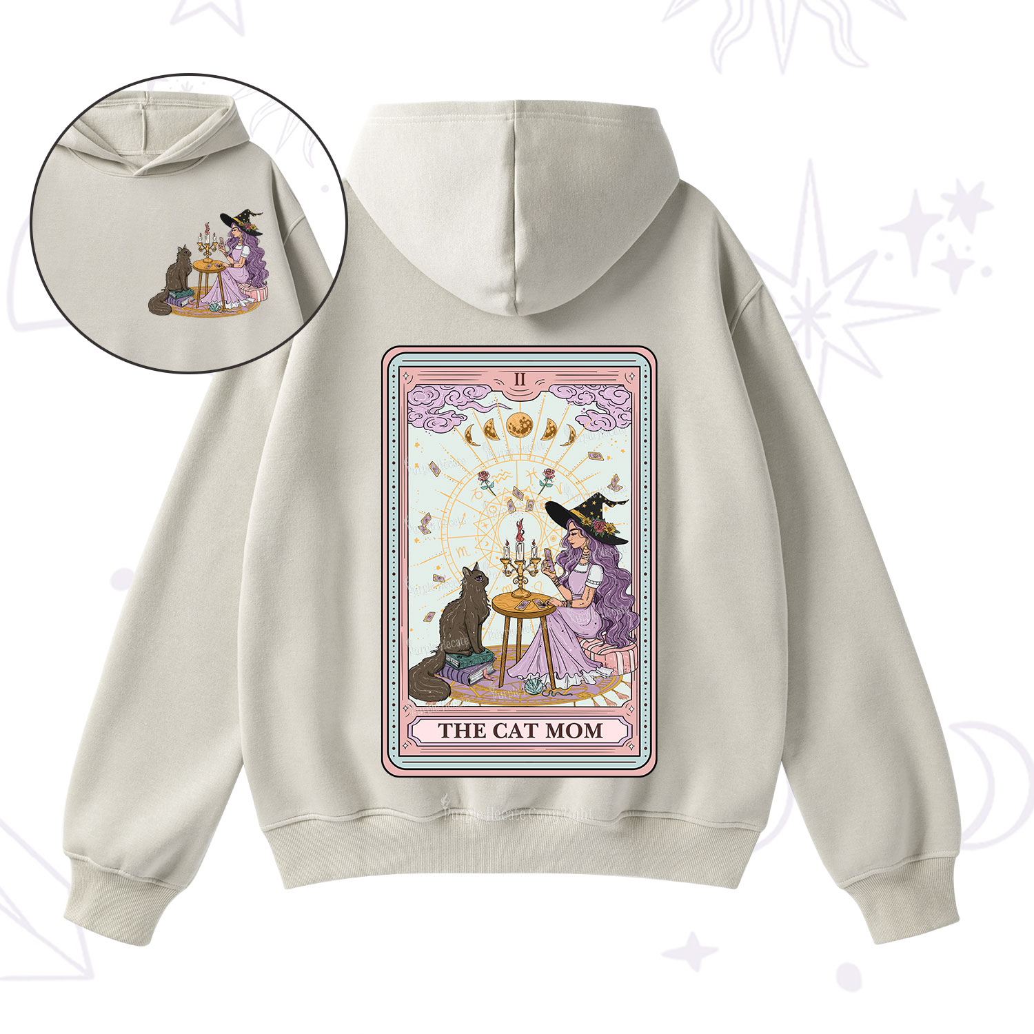 Purplehecate The Cat Witch Mom Tarot Fleece Hoodie Suit